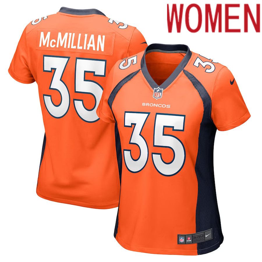 Women Denver Broncos #35 JaQuan McMillian Nike Orange Game Player NFL Jersey->women nfl jersey->Women Jersey